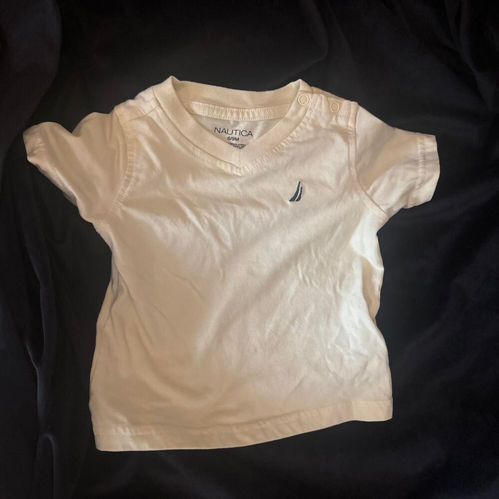 Nautica Men's White and Cream T-shirt